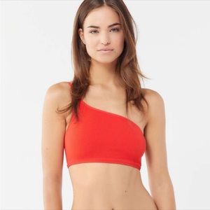 UO Out From Under One Shoulder Ribbed Bra Top